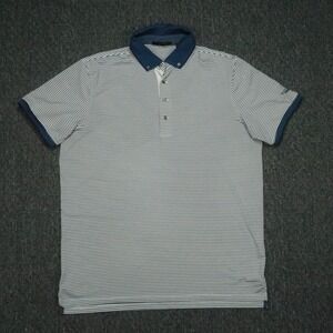 Greyson Shirt Men Large Blue White Striped Performance Polo Dallas Athletic Club
